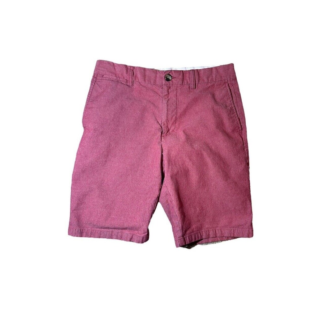 Old Navy Mens 30 Chino Shorts Ultimate Slim Built In Flex Red Chambray